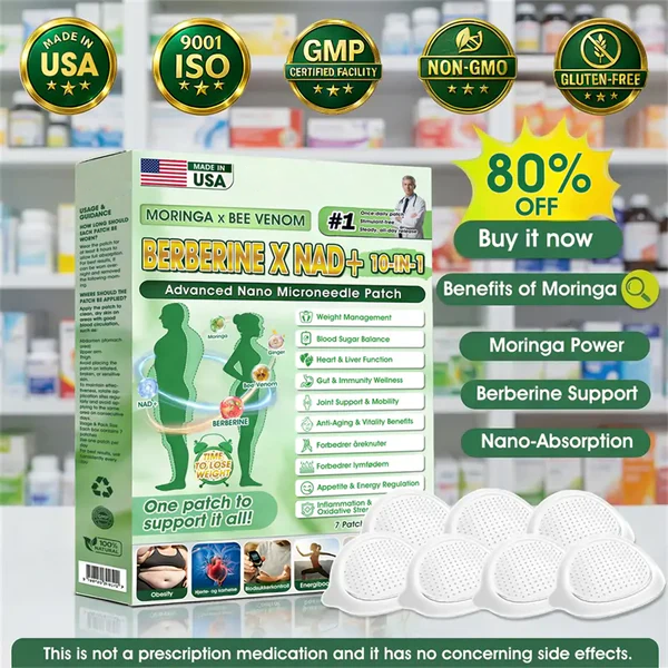 🧑‍⚕️Moringa · Berberine × NAD+ 𝟏𝟎-𝐢𝐧-𝟏 𝐀𝐝𝐯𝐚𝐧𝐜𝐞𝐝 𝐍𝐚𝐧𝐨 𝐌𝐢𝐜𝐫𝐨𝐧𝐞𝐞𝐝𝐥𝐞 𝐏𝐚𝐭𝐜𝐡 — 𝐎𝐧𝐜𝐞 𝐃𝐚𝐢𝐥𝐲, 𝐕𝐢𝐬𝐢𝐛𝐥𝐞 𝐑𝐞𝐬𝐮𝐥𝐭𝐬 𝐢𝐧 𝟕 𝐃𝐚𝐲𝐬