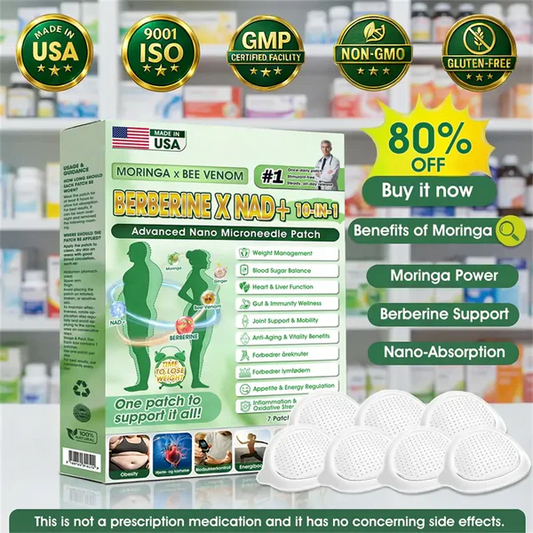 🧑‍⚕️Moringa · Berberine × NAD+ 𝟏𝟎-𝐢𝐧-𝟏 𝐀𝐝𝐯𝐚𝐧𝐜𝐞𝐝 𝐍𝐚𝐧𝐨 𝐌𝐢𝐜𝐫𝐨𝐧𝐞𝐞𝐝𝐥𝐞 𝐏𝐚𝐭𝐜𝐡 — 𝐎𝐧𝐜𝐞 𝐃𝐚𝐢𝐥𝐲, 𝐕𝐢𝐬𝐢𝐛𝐥𝐞 𝐑𝐞𝐬𝐮𝐥𝐭𝐬 𝐢𝐧 𝟕 𝐃𝐚𝐲𝐬