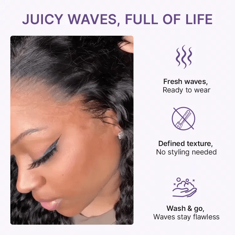 Glueless Water Wave Wig – Fluffy & Natural Volume