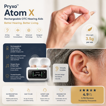 🔥 Only 3 Hours Left! 👂 Pryxo™ Atom X Smart Hearing Aids — Clearer Sound, More Comfortable Living 💖🔊