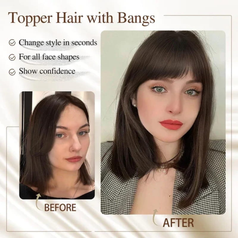 💥Limited Time Big Sale 50% OFF💥 Natural Hair Toppers with Bangs for Women